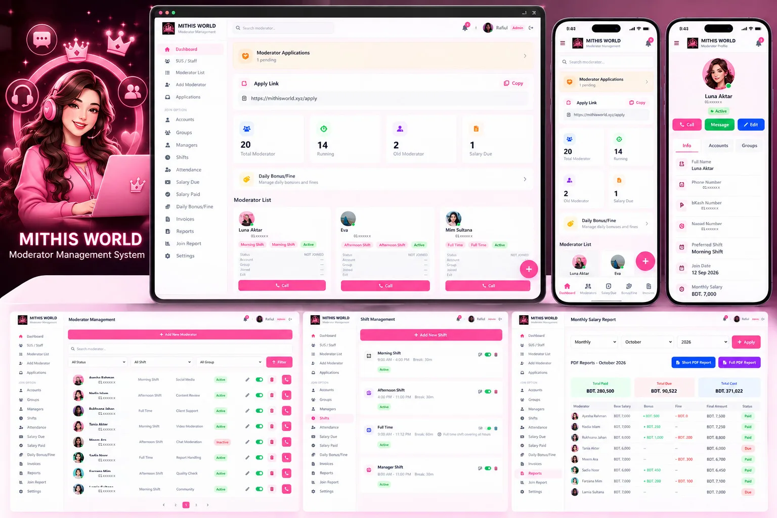 Admin Dashboard & Mobile Experience